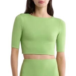 Naked Wardrobe Kiwi Green Knit Crop Top Women’s Size Large NWT